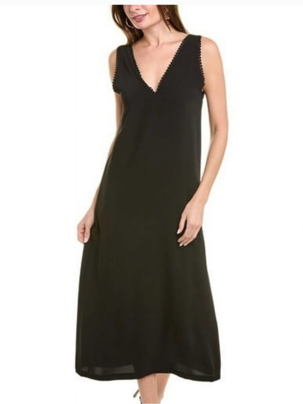 The Kooples Midi Black Slip Dress Size 2 Medium Sleeveless Maxi Elegant Everyday